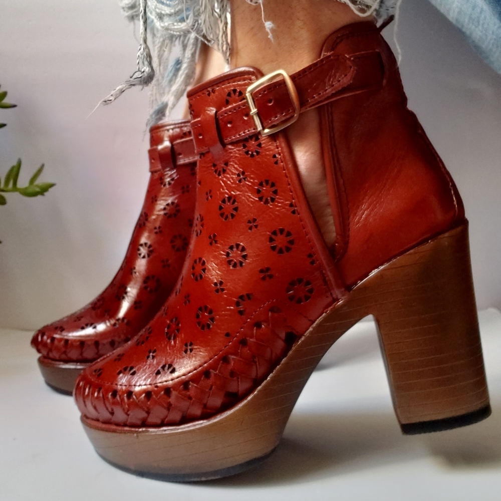 Platform Burgundy Ankle boots, High Heel Platform